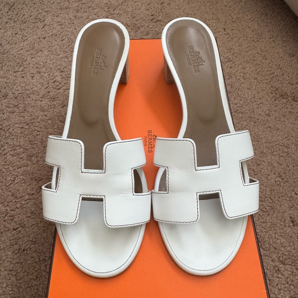 Hermes White Oasis Sandals